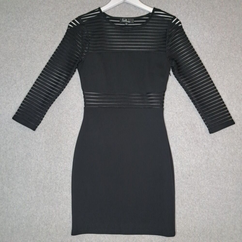 Lulus Women's Small Perfect Mesh Black Bodycon Dress
